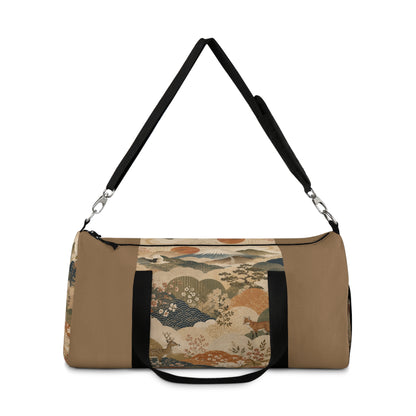 Vintage Japanese Earth Brown Animal Landscape Duffel Gym Bag