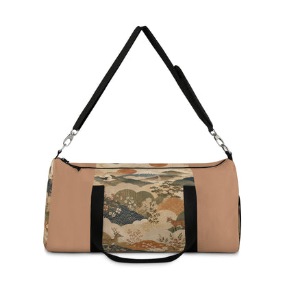Vintage Japanese Sandy Orange Animal Landscape Duffel Gym Bag