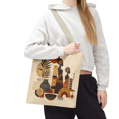 African Silhouette Pattern Full Art Tote Bag