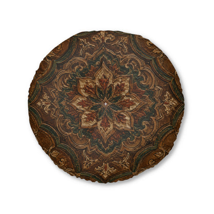 Dark Moroccan Round Tufted Floor Pillow