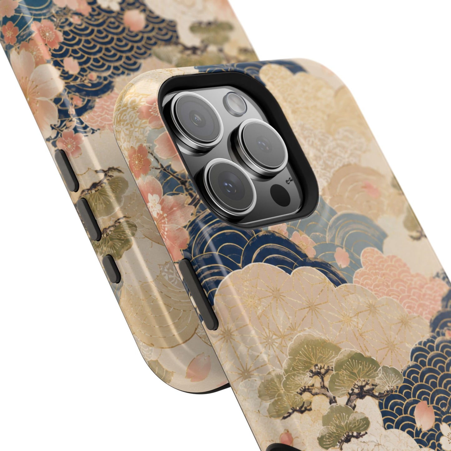 Vintage Japanese Floral Wave Magnetic Impact-Resistant iPhone Cases