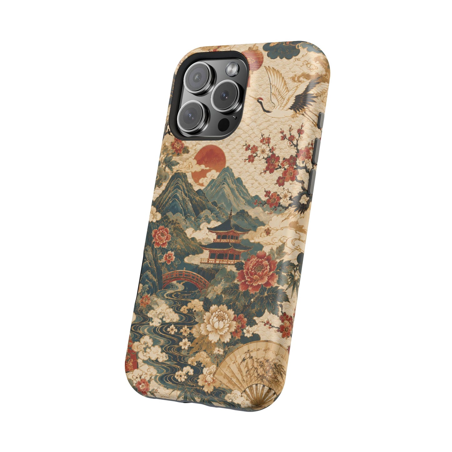 East Asian Vintage Landscape iPhone Case | Magnetic Impact-Resistant Case