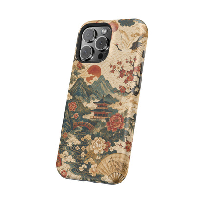 East Asian Vintage Landscape iPhone Case | Magnetic Impact-Resistant Case