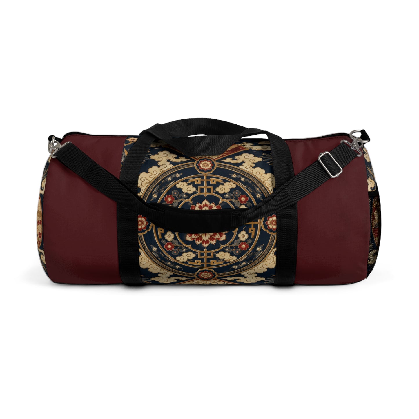 East Asian Mandala Maroon Red Duffel Gym Bag