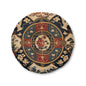 East Asian Oriental Floral Medallion Round Tufted Floor Pillow