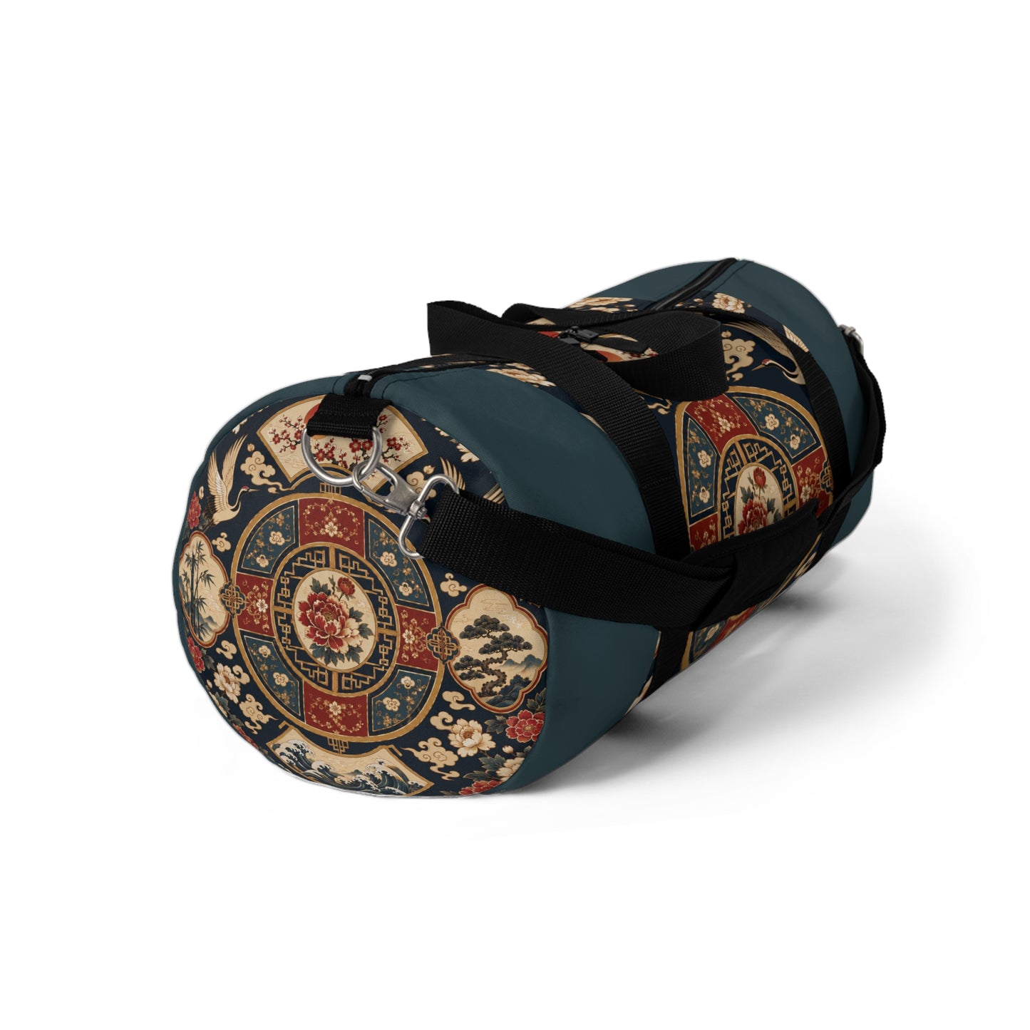 East Asian Oriental Medallion Myrtle Green Duffel Gym Bag