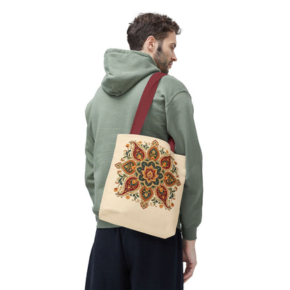 Indian Vintage Floral Mandala Full Art Tote Bag