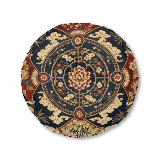 East Asian Mandala Round Tufted Floor Pillow
