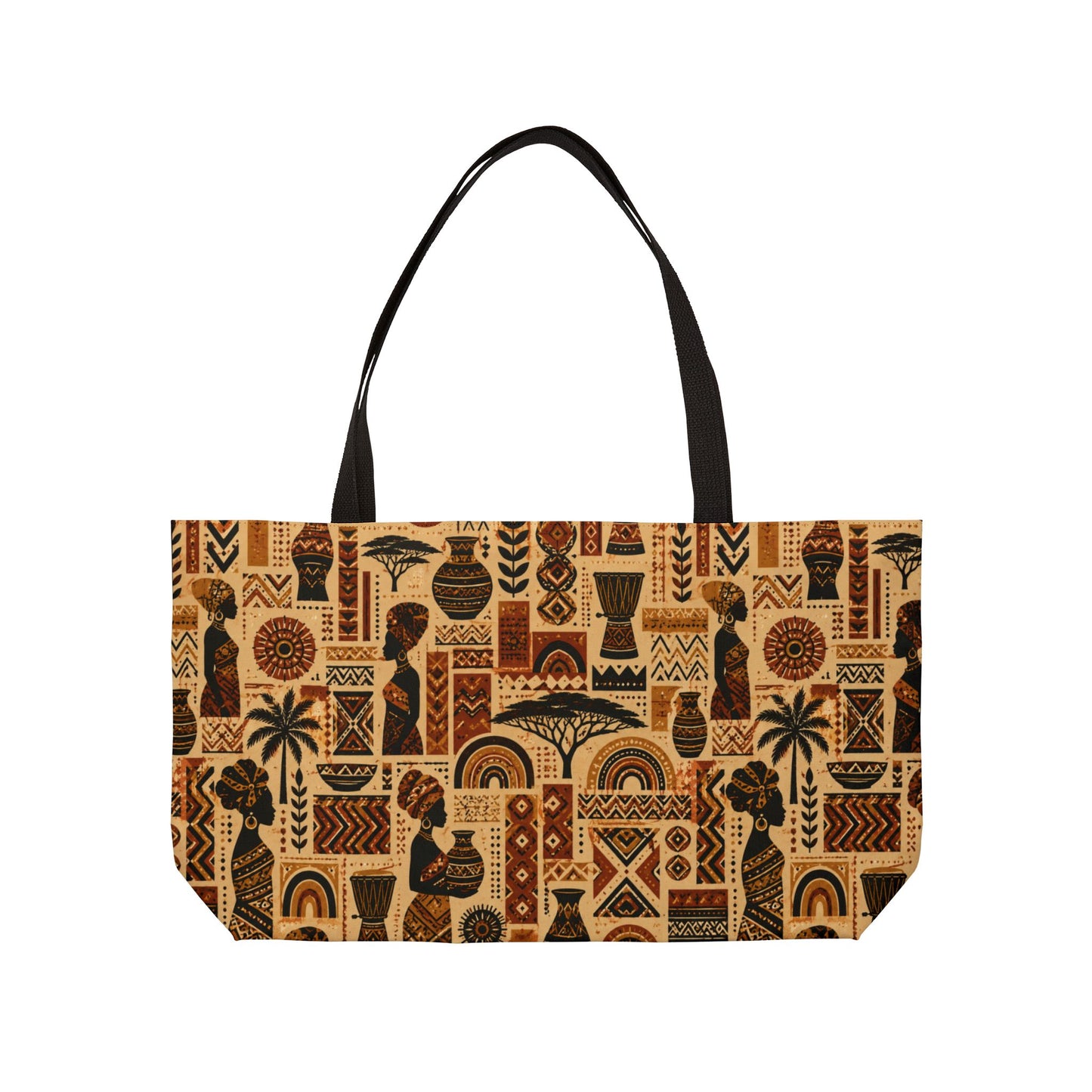 African Tribal Ethnic Silhouette Pattern Weekender Tote Bag