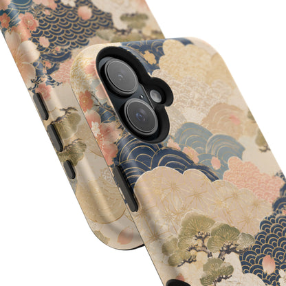Vintage Japanese Floral Wave Magnetic Impact-Resistant iPhone Cases