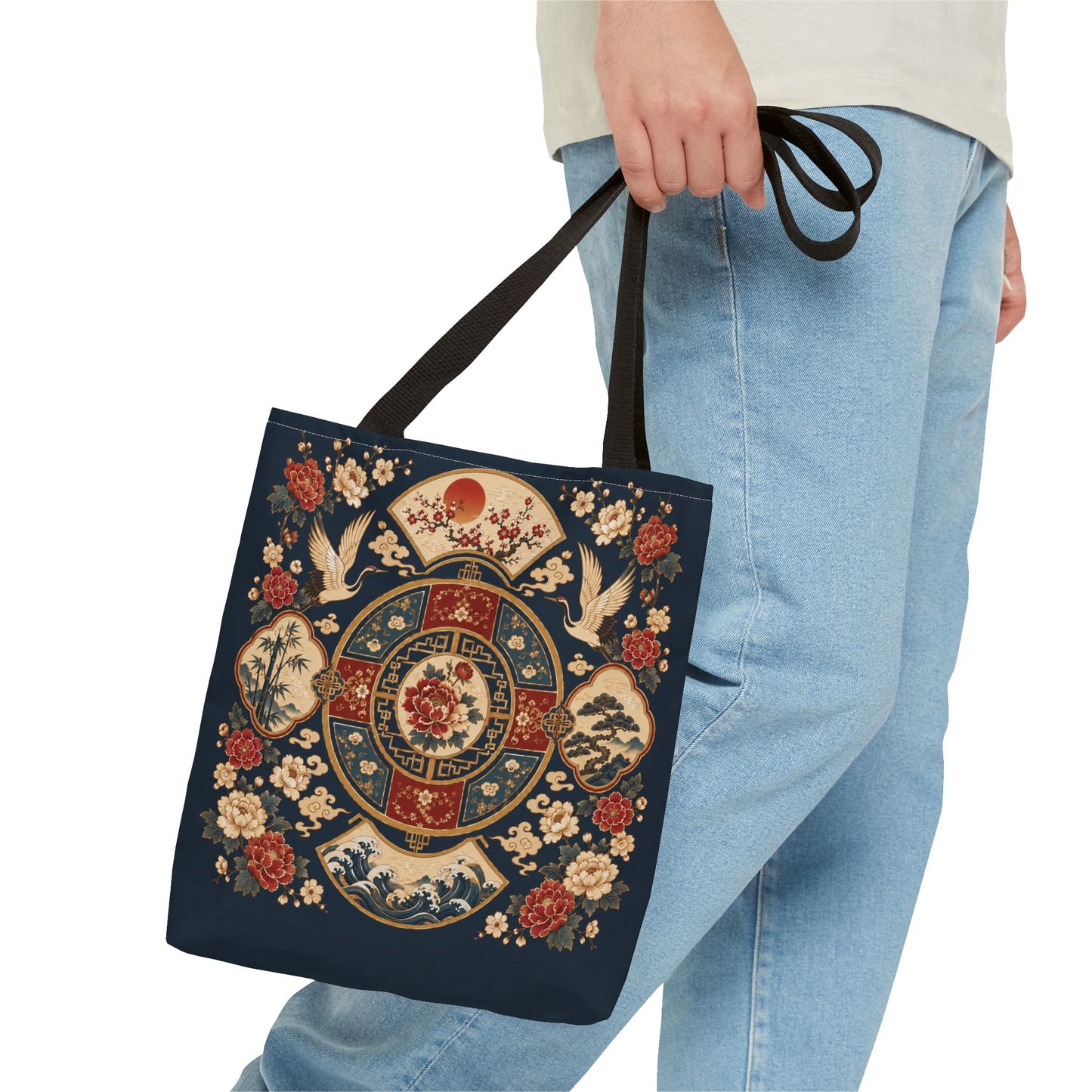 East Asian Vintage Oriental Medallion Full Art Tote Bag