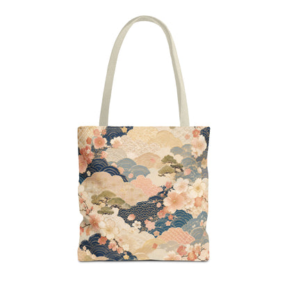 Vintage Japanese Waves & Clouds Painting Full Art Tote Bag