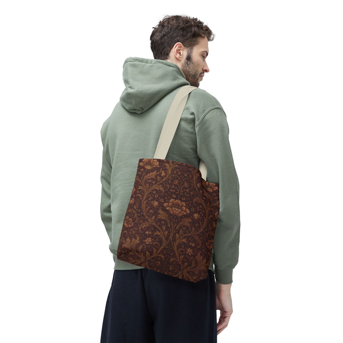 William Morris Floral Damask Maroon Full Art Tote Bag