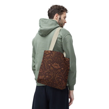 William Morris Floral Damask Maroon Full Art Tote Bag