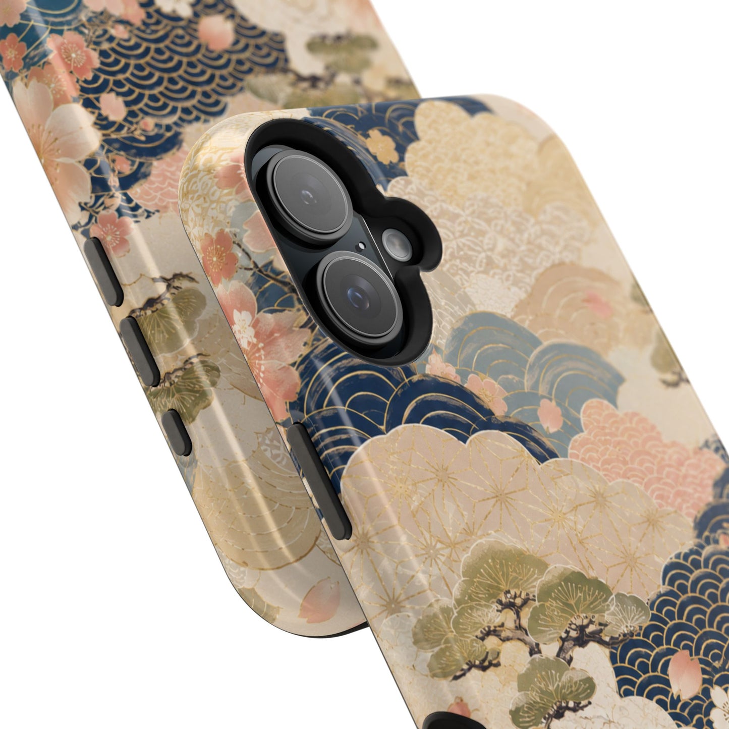 Vintage Japanese Floral Wave Magnetic Impact-Resistant iPhone Cases