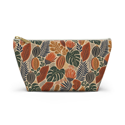 African Tribal Botanical Cacti Leaf Accessory Pouch Makeup Bag
