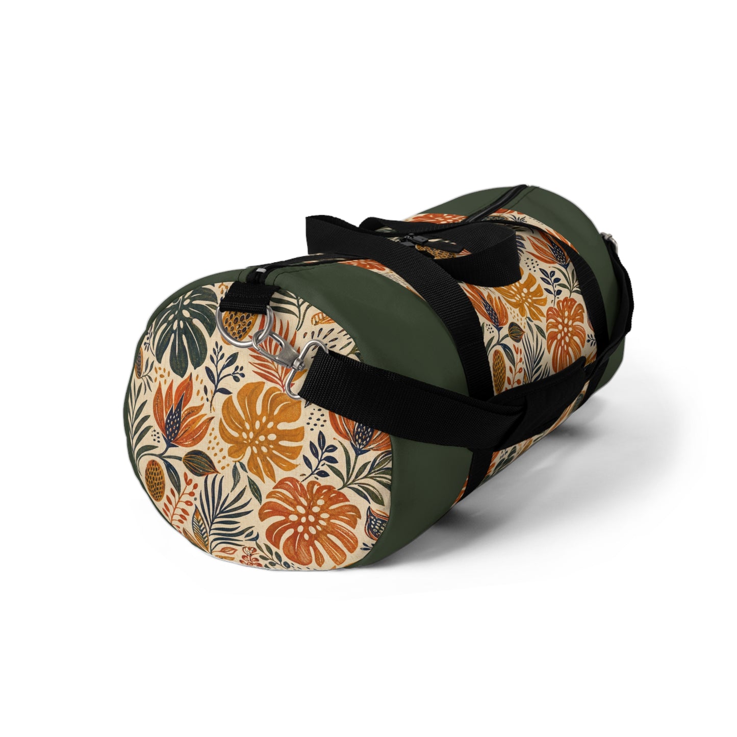 African Tribal Botanical Palm Military Green Gym Duffel Bag