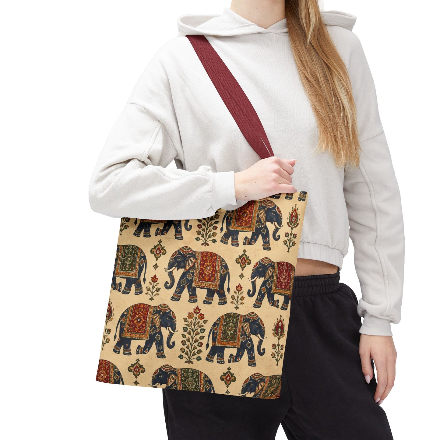 Indian Vintage Traditional Elephant Tapestry Full Art Tote Bag