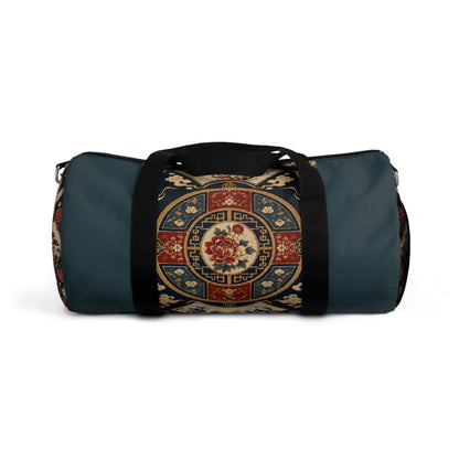 East Asian Oriental Medallion Myrtle Green Duffel Gym Bag