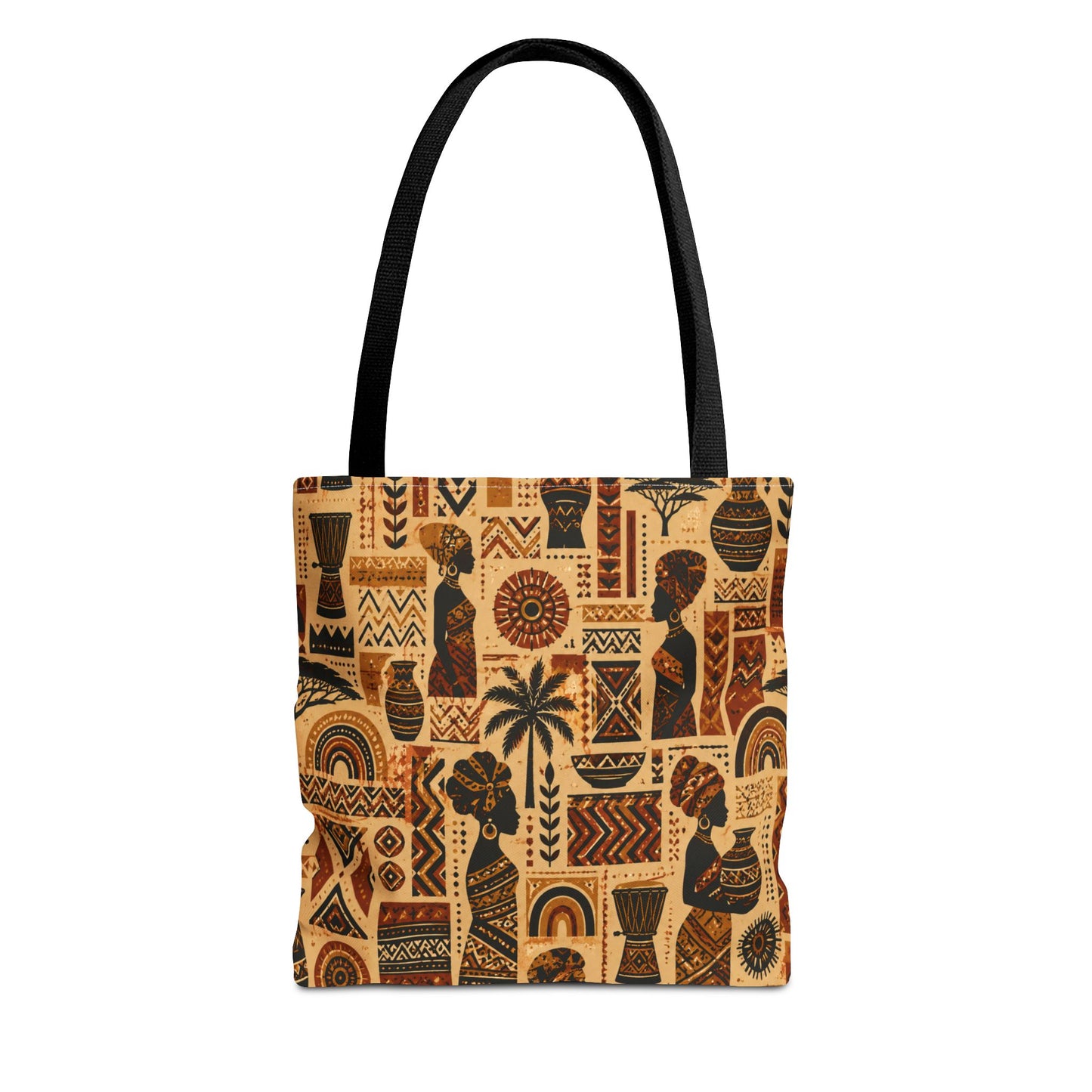 African Tribal Ethnic Silhouette Pattern Full Art Tote Bag