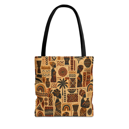 African Tribal Ethnic Silhouette Pattern Full Art Tote Bag