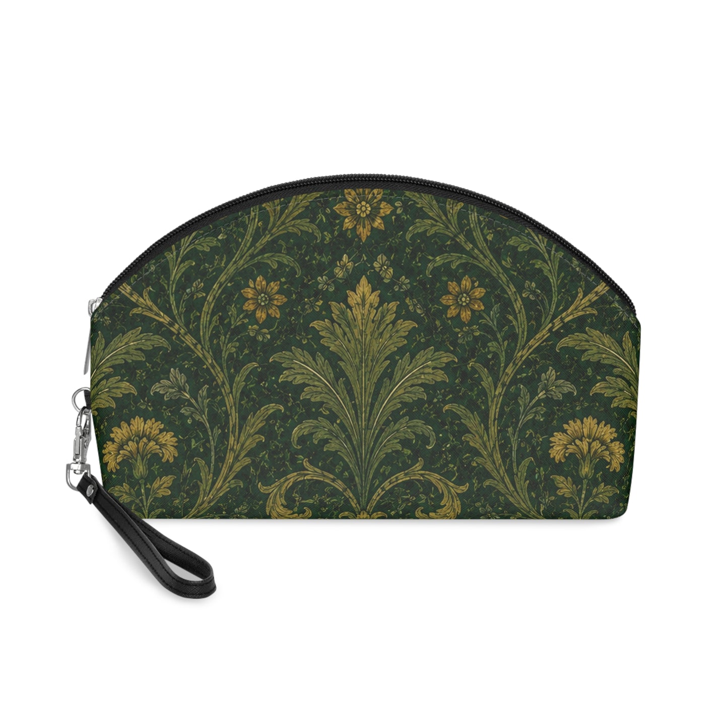 William Morris Forest Green Damask Floral Makeup Cosmetic bag