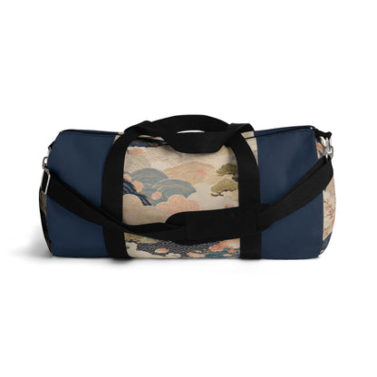 Vintage Japanese Navy Blue Wave & Clouds Duffel Bag