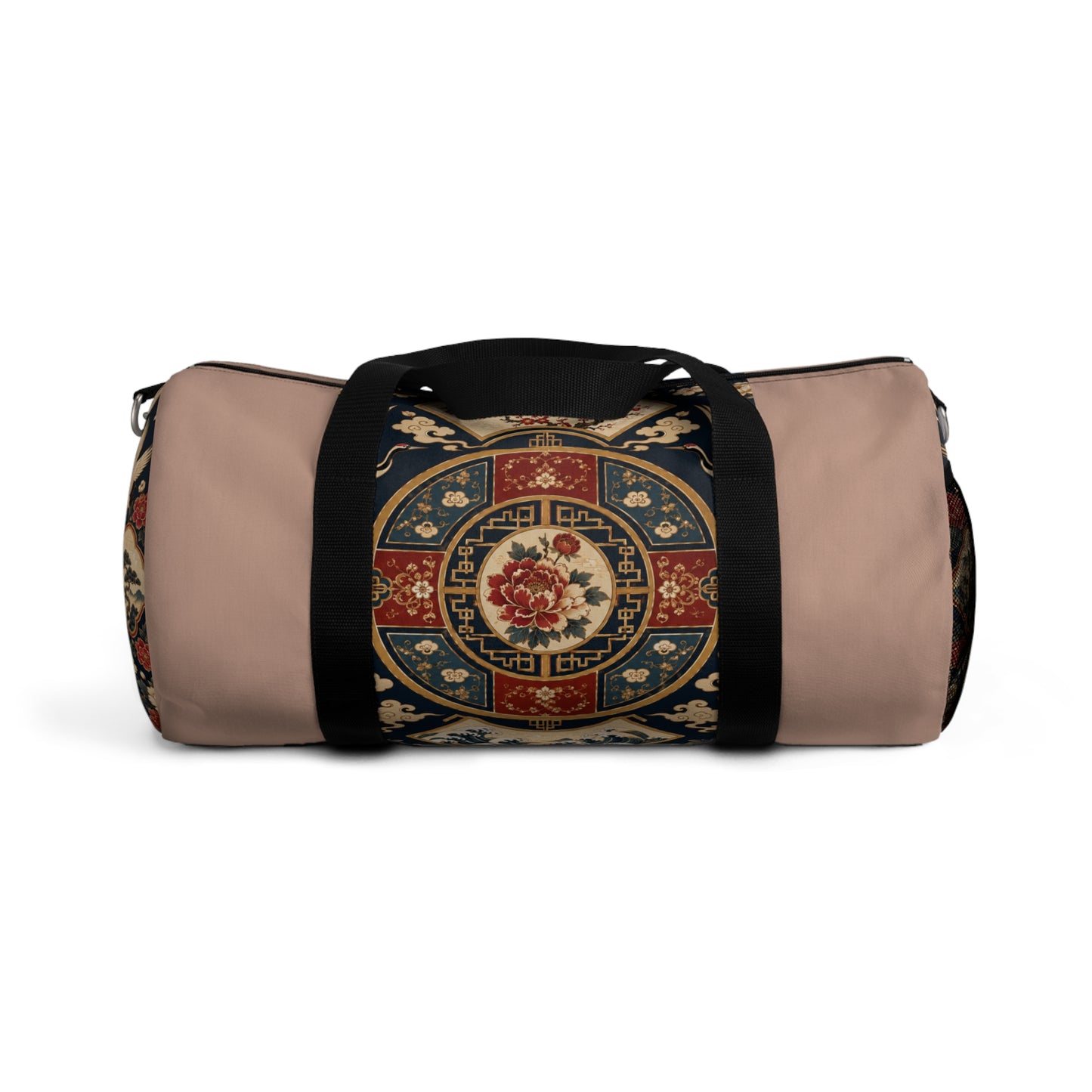 East Asian Oriental Medallion Baby Pink Duffel Gym Bag