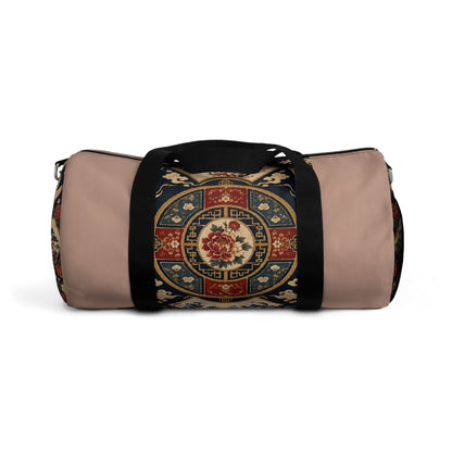 East Asian Oriental Medallion Baby Pink Duffel Gym Bag
