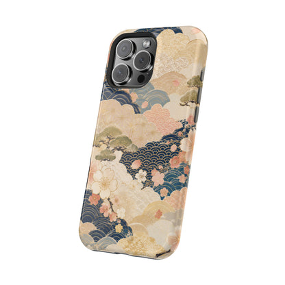 Vintage Japanese Floral Wave Magnetic Impact-Resistant iPhone Cases