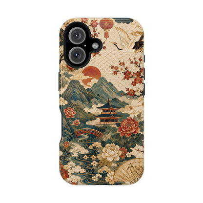 East Asian Vintage Landscape iPhone Case | Magnetic Impact-Resistant Case