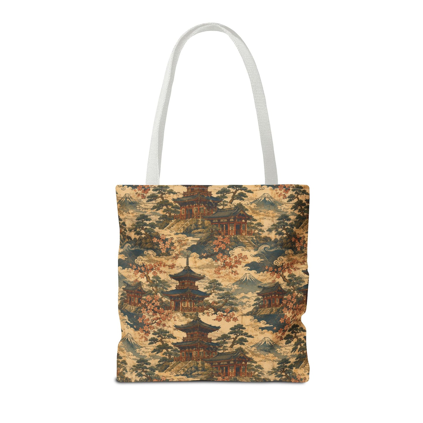 Vintage Japanese Temple Painting Full Art Tote Bag