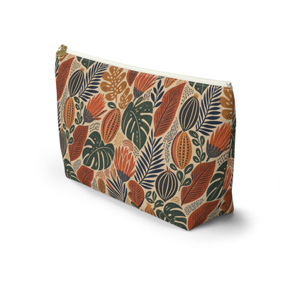 African Tribal Botanical Cacti Leaf Accessory Pouch Makeup Bag