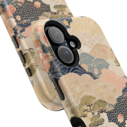 Vintage Japanese Floral Wave Magnetic Impact-Resistant iPhone Cases