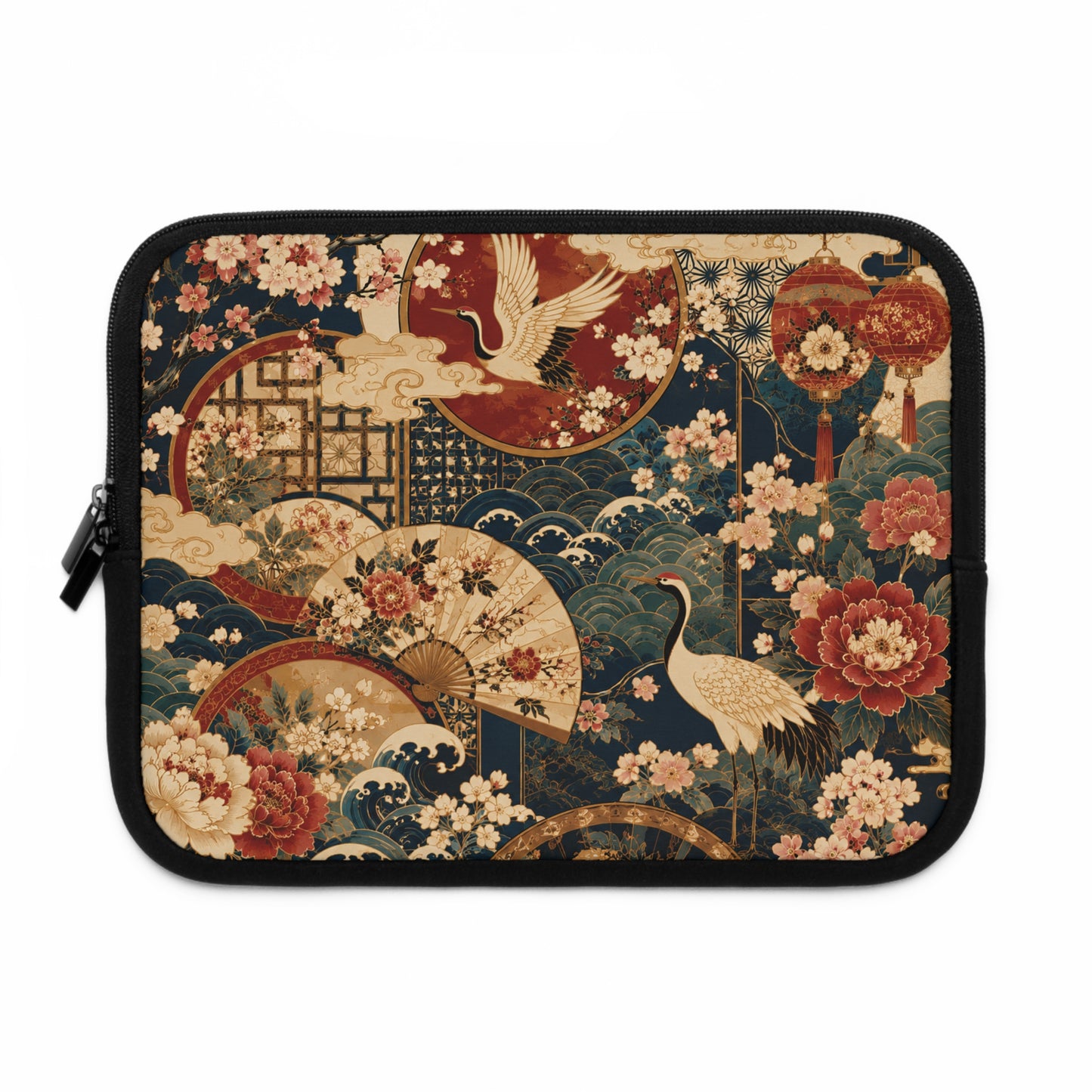 East Asian Floral Crane Pillow Case