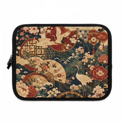 East Asian Floral Crane Pillow Case
