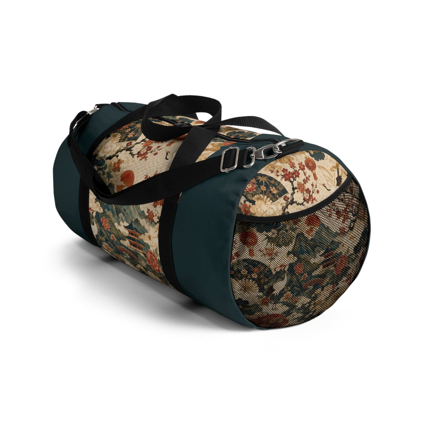 East Asian Vintage Landscape Navy Blue Duffel Gym Bag