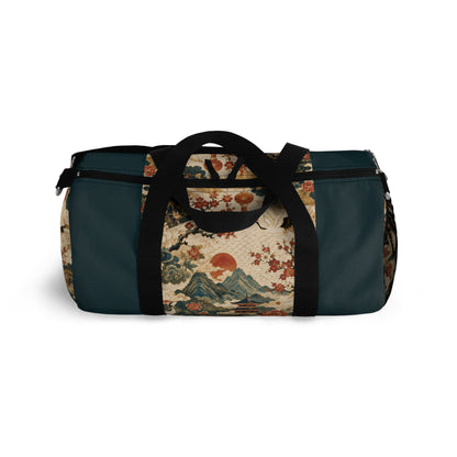 East Asian Vintage Landscape Navy Blue Duffel Gym Bag