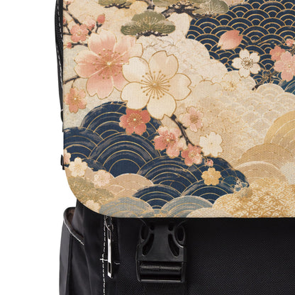Vintage Japanese Floral Wave Sakura Backpack