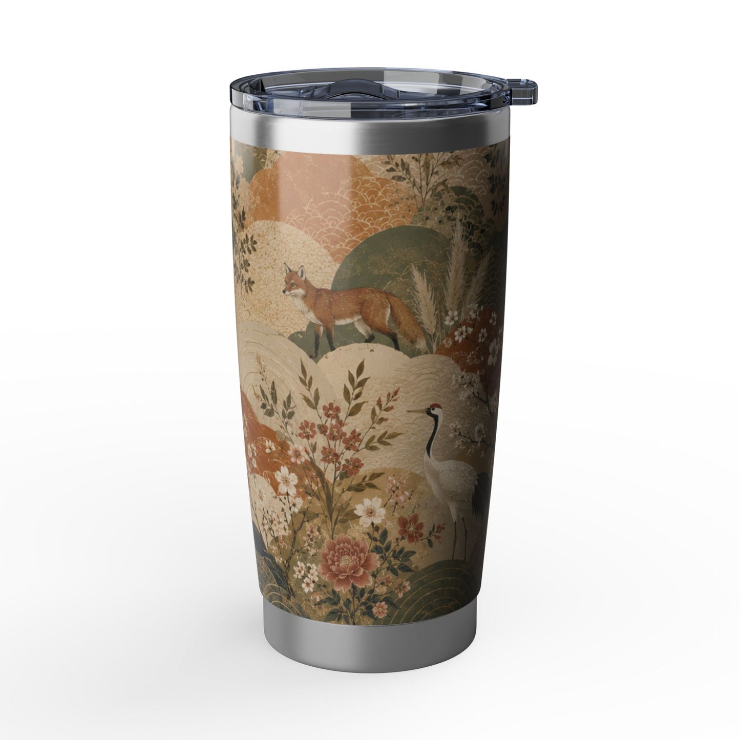 Vintage Japanese Animal Landscape Painting 20oz Insulated Tumbler Water Bottle