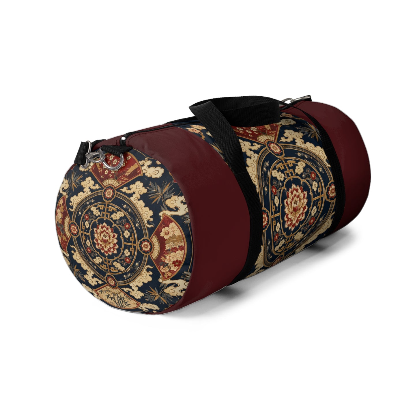 East Asian Mandala Maroon Red Duffel Gym Bag