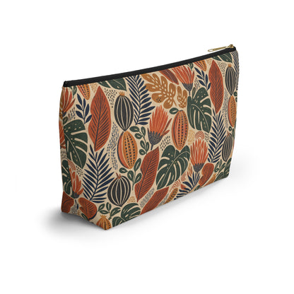 African Tribal Botanical Cacti Leaf Accessory Pouch Makeup Bag