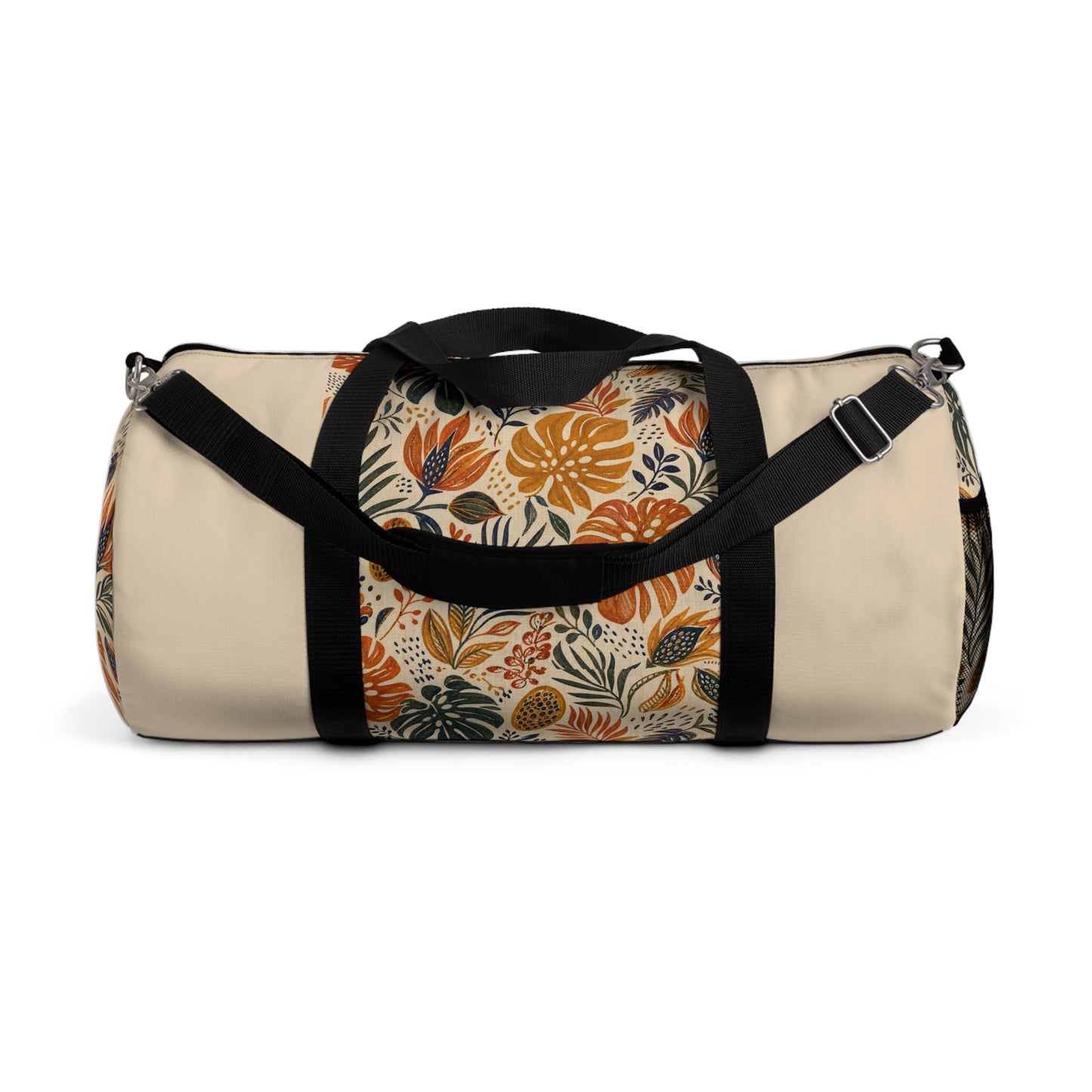 African Tribal Botanical Palm Cream Beige Gym Duffel Bag