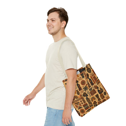 African Tribal Ethnic Silhouette Pattern Full Art Tote Bag