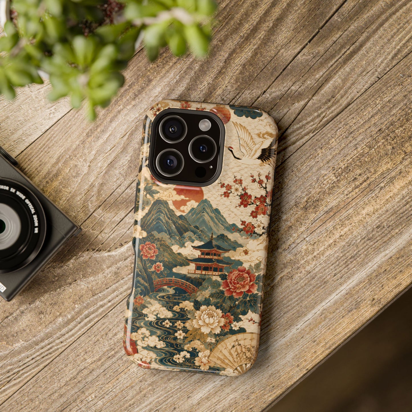 East Asian Vintage Landscape iPhone Case | Magnetic Impact-Resistant Case