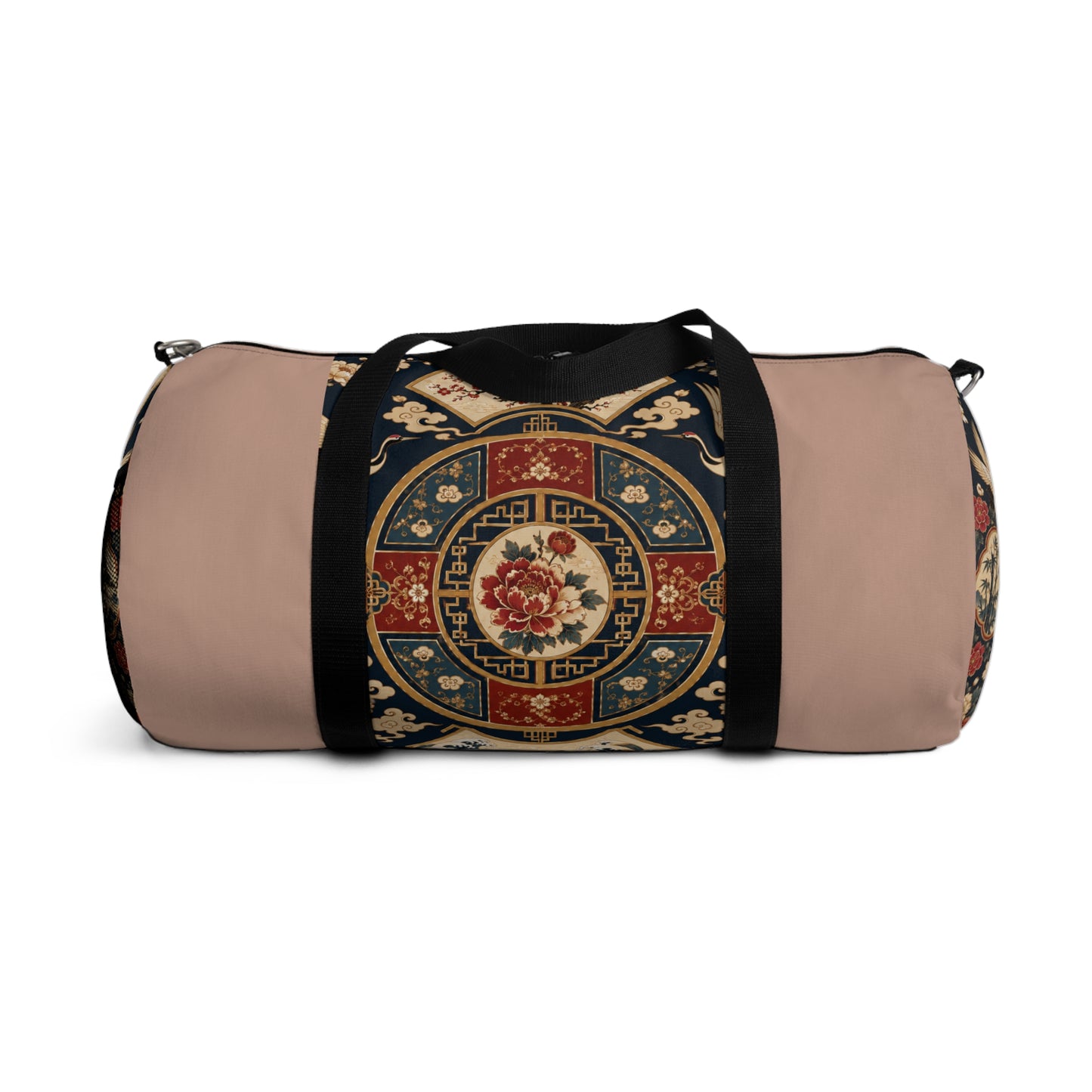 East Asian Oriental Medallion Baby Pink Duffel Gym Bag