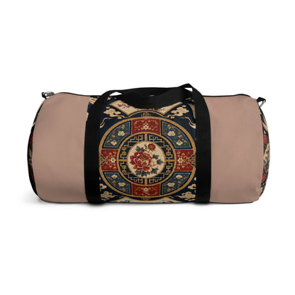 East Asian Oriental Medallion Baby Pink Duffel Gym Bag