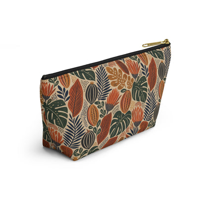 African Tribal Botanical Cacti Leaf Accessory Pouch Makeup Bag