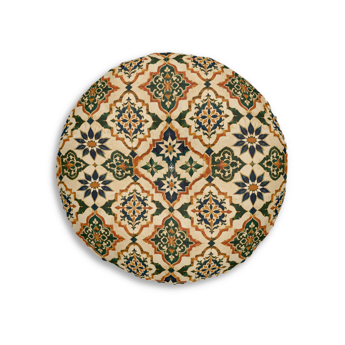 Mediterranean Moroccan Ornate Round Tufted Floor Pillow