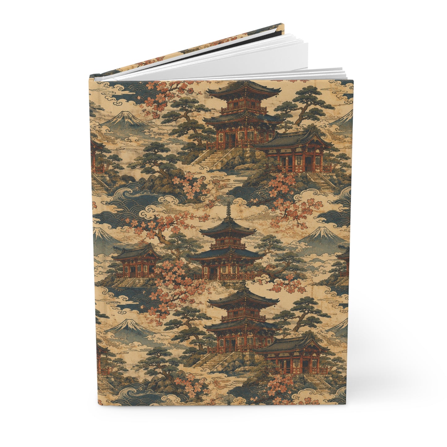 Vintage Japanese Temple Painting Hardcover Journal
